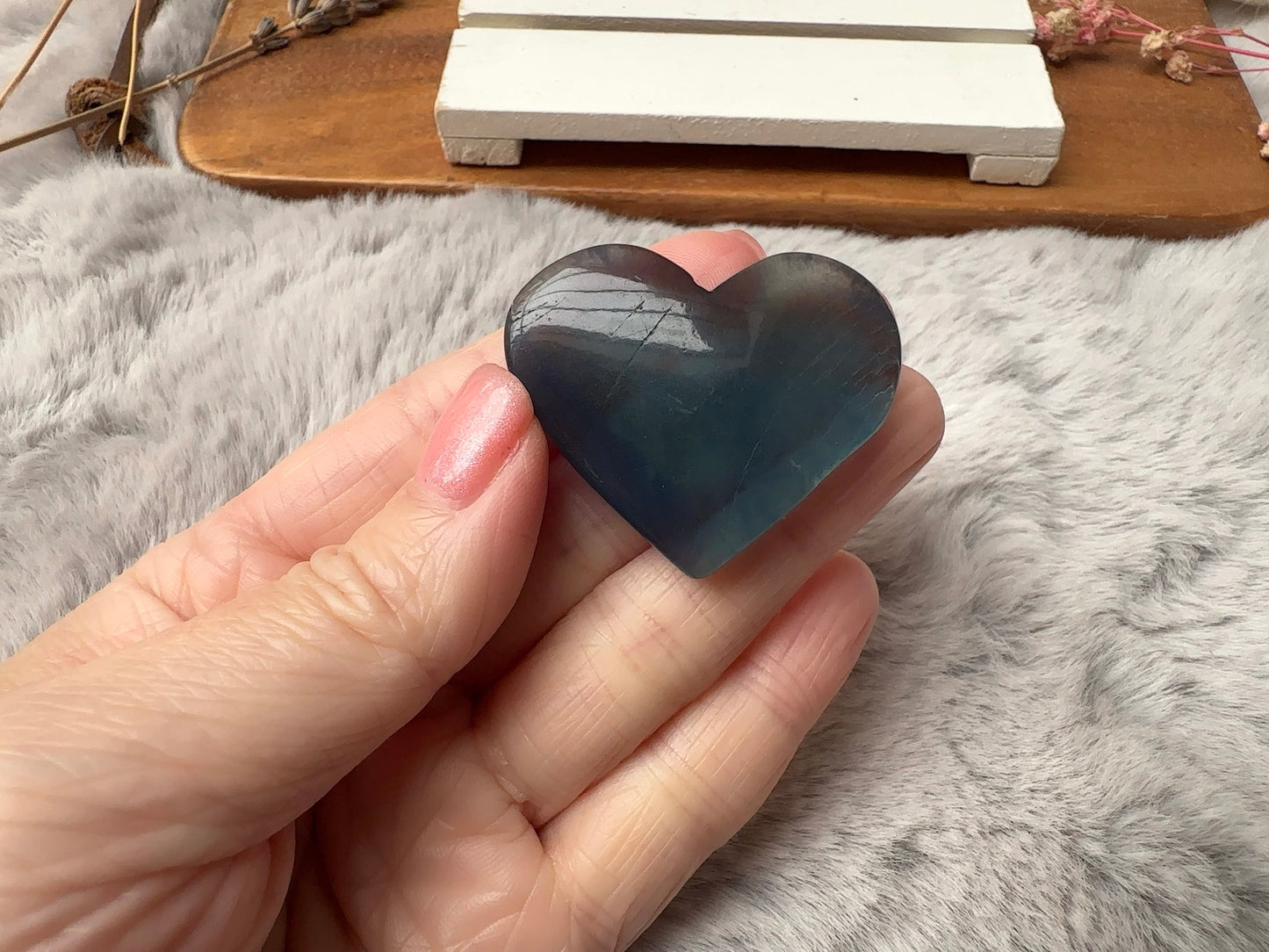Small Blue Fluorite Heart (Imperfect)