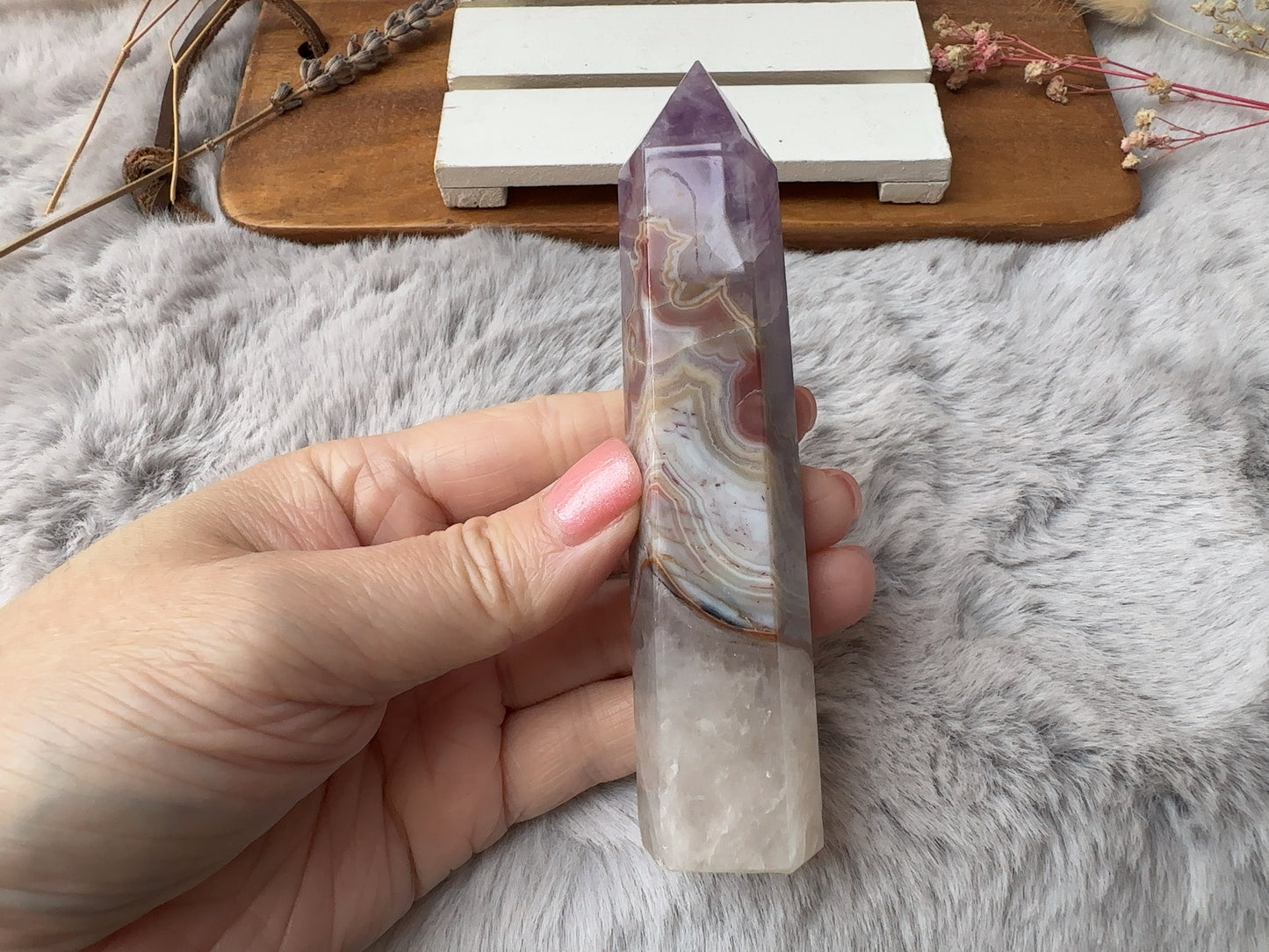 Amethyst with Mexican Lace Agate Tower (Imperfect) - AC3