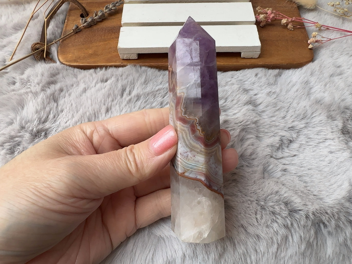 Amethyst with Mexican Lace Agate Tower (Imperfect) - AC3