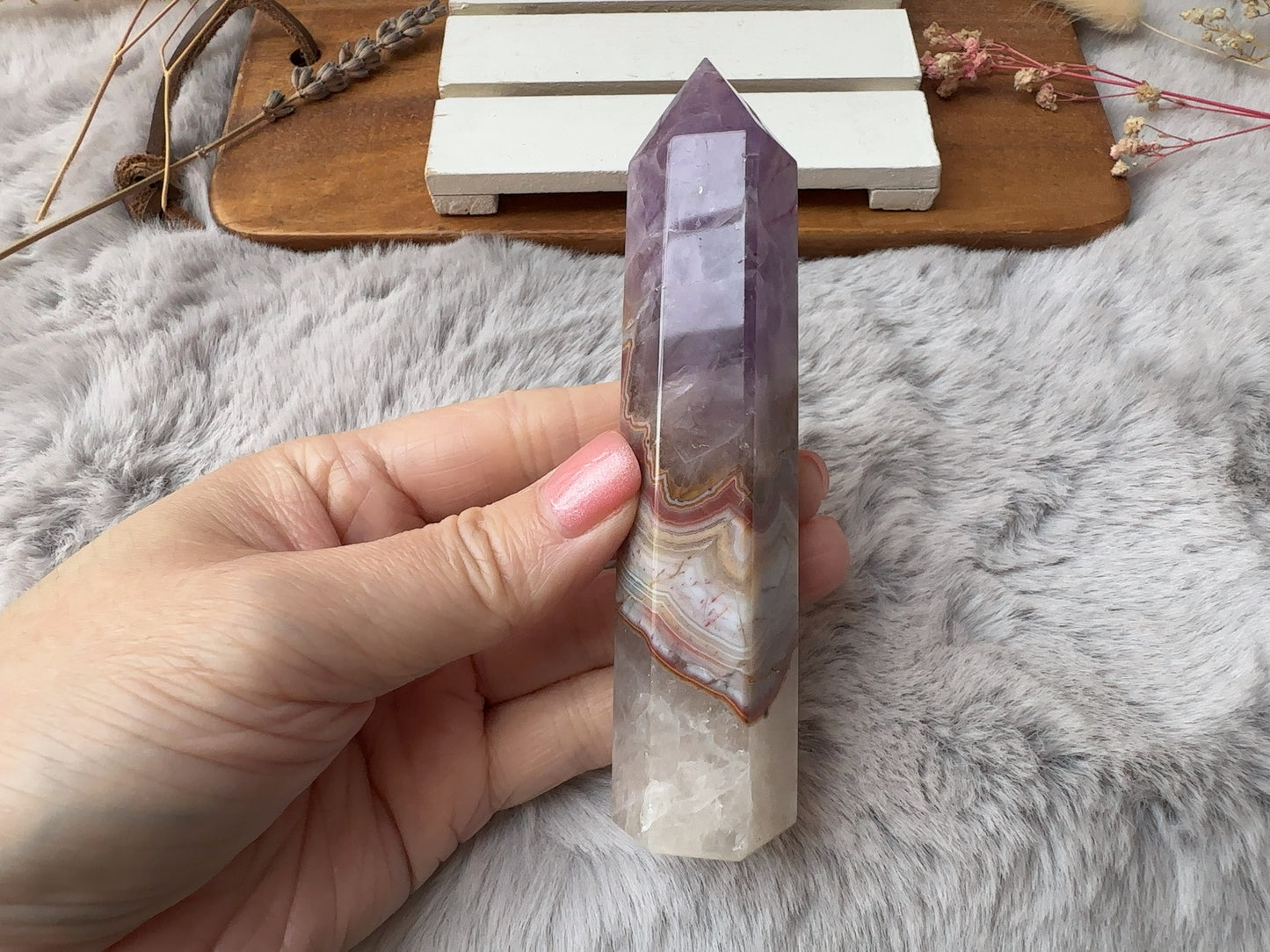 Amethyst with Mexican Lace Agate Tower (Imperfect) - AC3