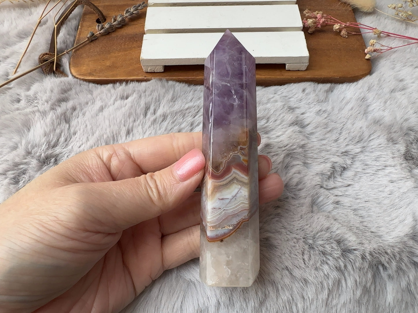 Amethyst with Mexican Lace Agate Tower (Imperfect) - AC3
