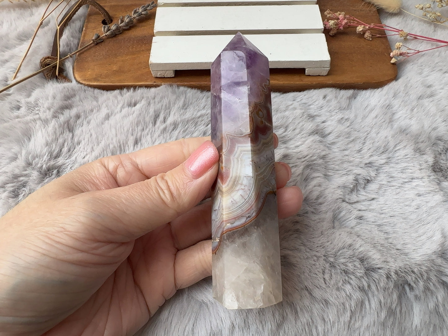 Amethyst with Mexican Lace Agate Tower (Imperfect) - AC3