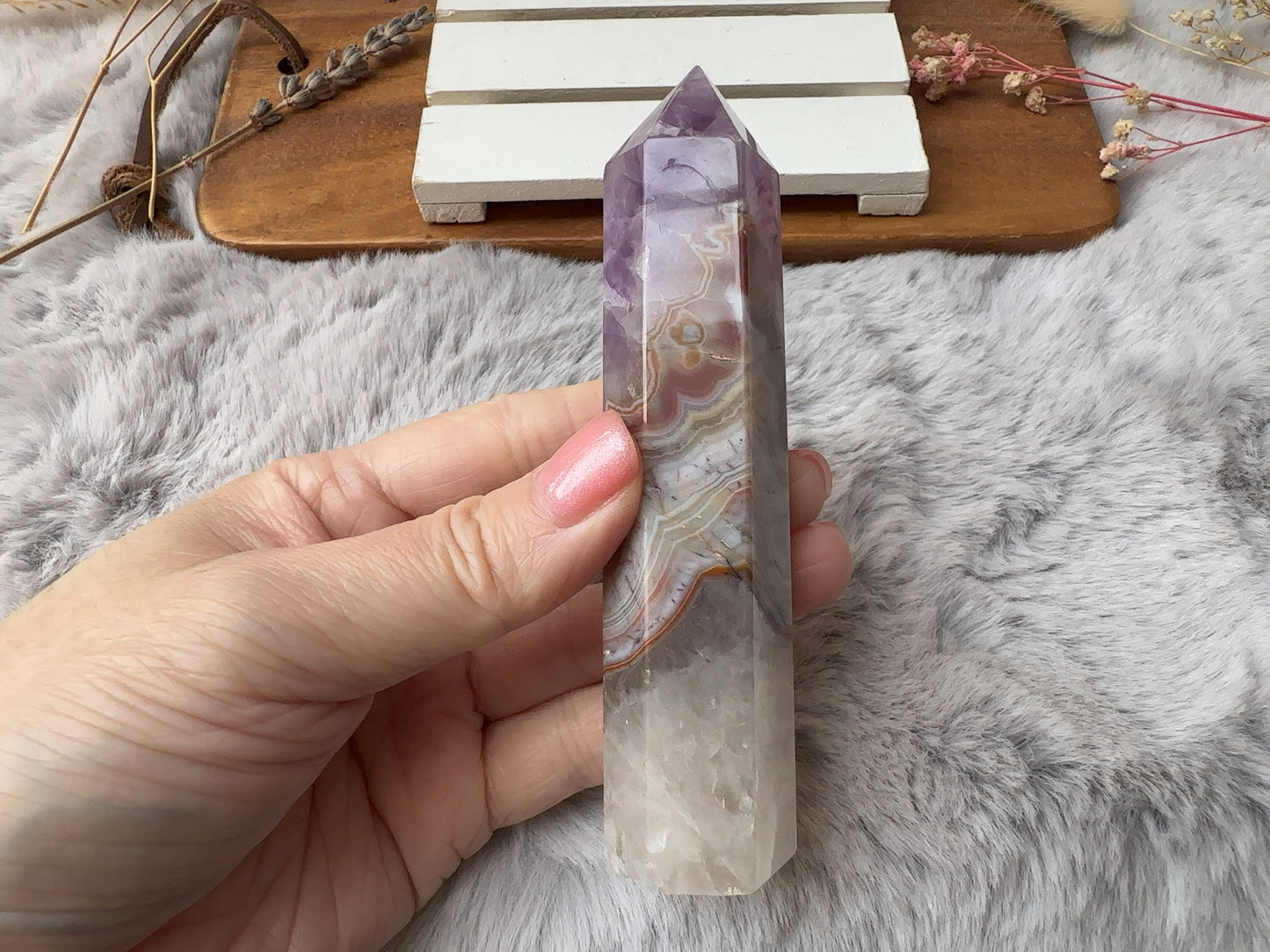 Amethyst with Mexican Lace Agate Tower (Imperfect) - AC3
