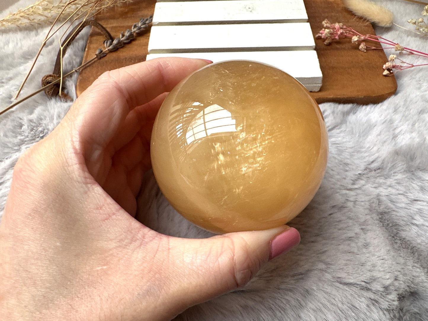 Honey Calcite Sphere