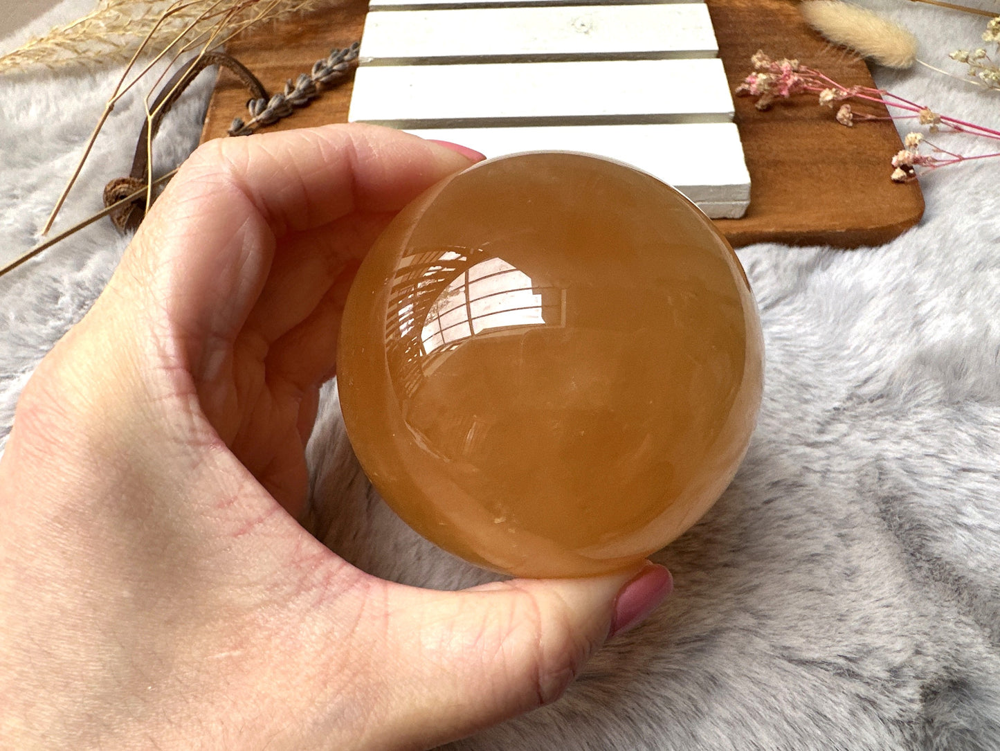 Honey Calcite Sphere