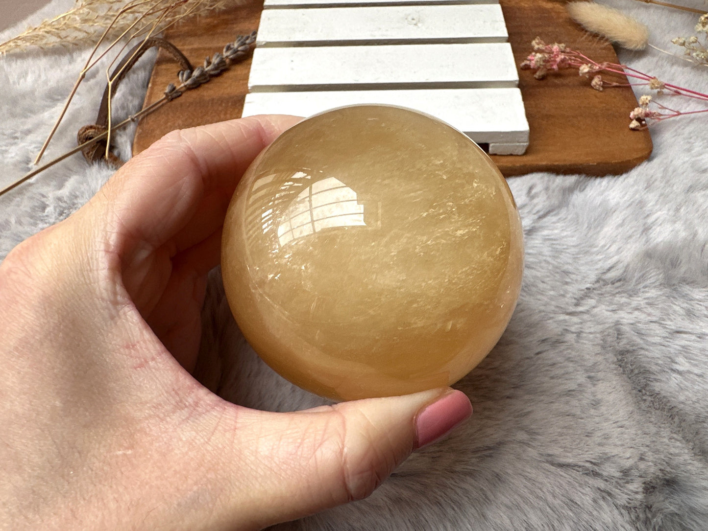 Honey Calcite Sphere