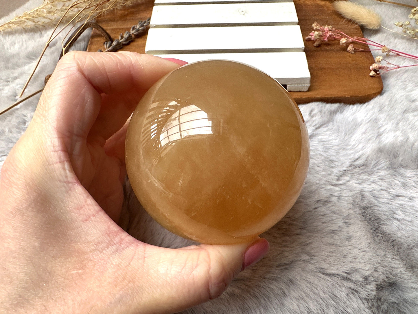 Honey Calcite Sphere