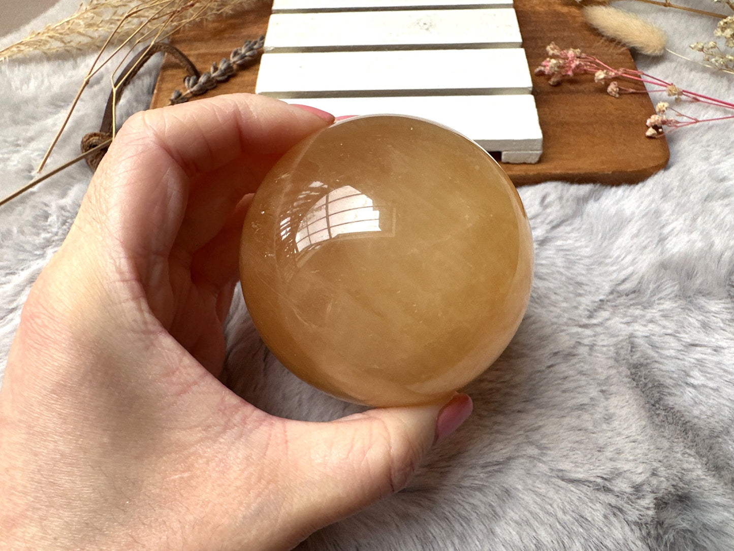 Honey Calcite Sphere
