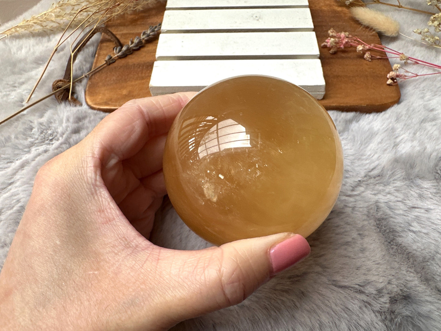 Honey Calcite Sphere