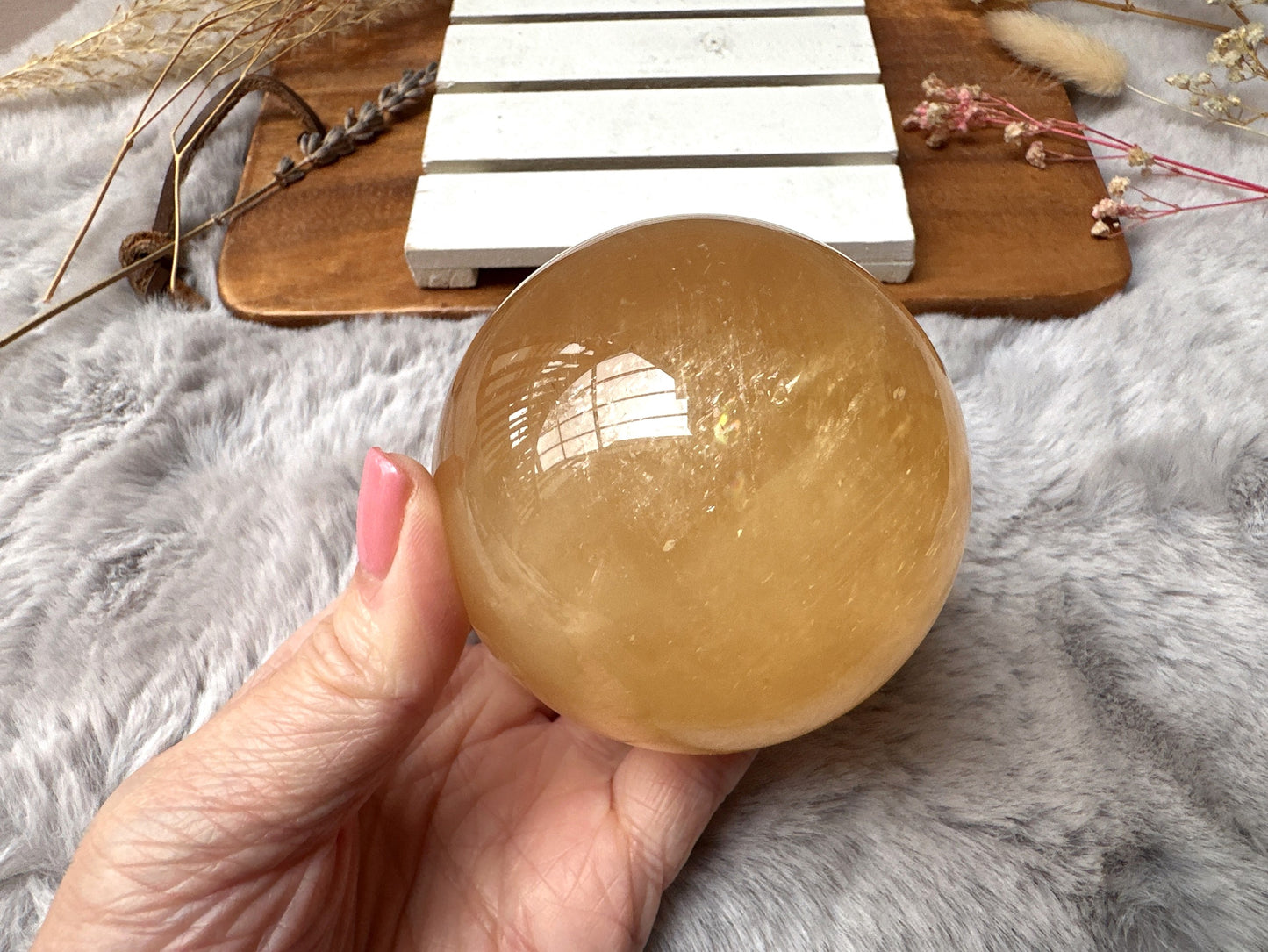 Honey Calcite Sphere