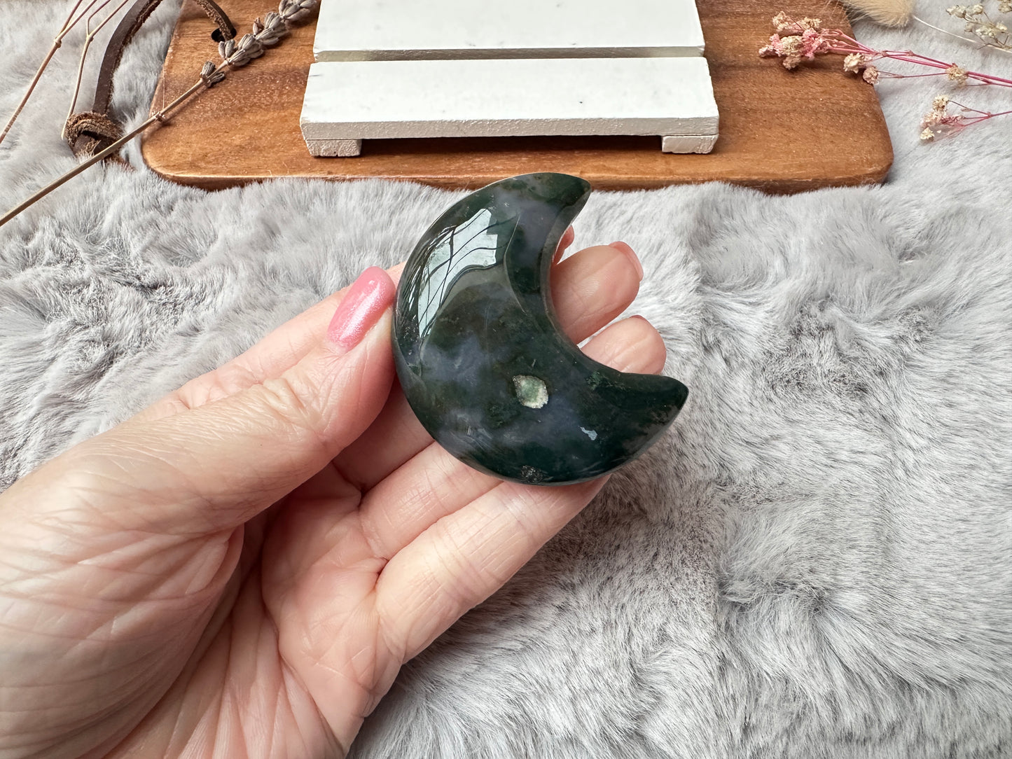 Moss Agate Moon (Imperfect)